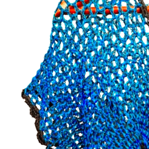 Electric Blue, Vintage Avant Garde Crochet Cardigan. Cottagecore - Picture 6 of 11